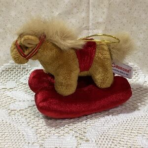 Aurora Plush Rocking Horse with Red Saddle Hanging Stuffed Toy